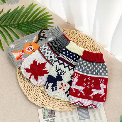 New Knitted Wool Christmas Pet Sweater for Dogs and Cats - Bichon and Corgi Friendly