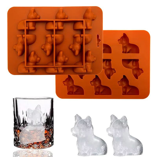 3D Corgi Silicone Ice Tray With Lid – BPA-Free Dog Shape Ice Mold for Cocktails & Drinks