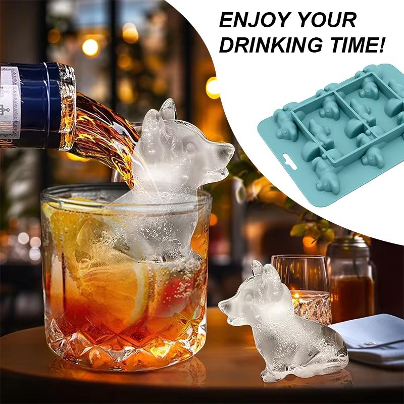 3D Corgi Silicone Ice Tray With Lid – BPA-Free Dog Shape Ice Mold for Cocktails & Drinks