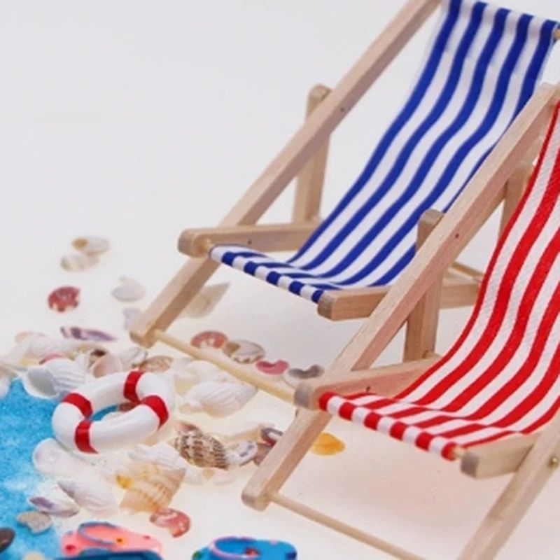 Mini Beach Umbrella & Deckchair Set for Dollhouses