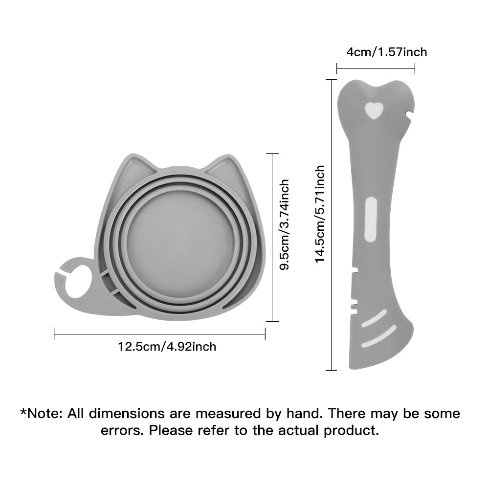 Multifunctional Pet Wet Food Feeding Scoop, Silicone Cat Food Can Lid and Spoon Set, Can Opener for Sealed Storage