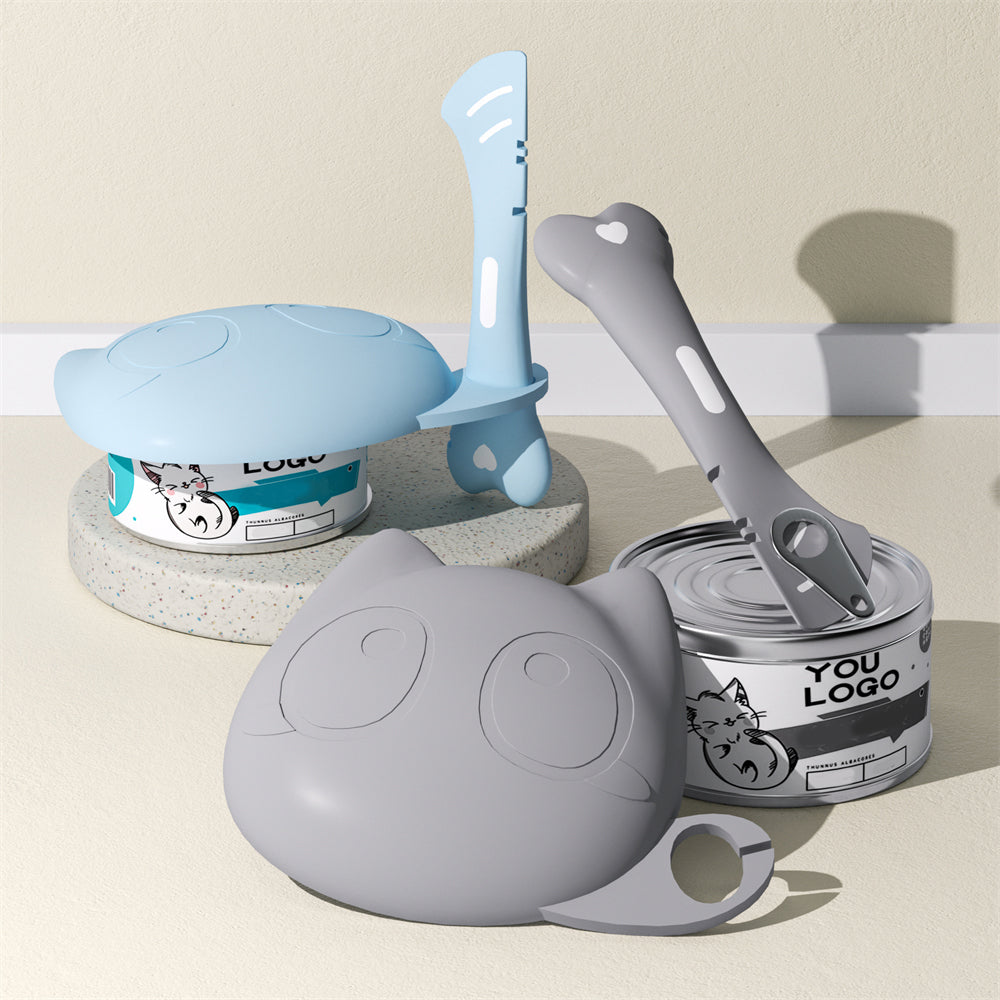 Multifunctional Pet Wet Food Feeding Scoop, Silicone Cat Food Can Lid and Spoon Set, Can Opener for Sealed Storage