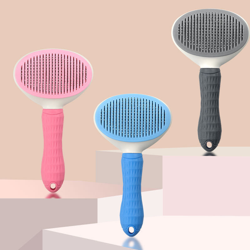 Automatic Pet Hair Removal Brush, Stainless Steel Dog Hair Comb, Cat Grooming Supplies