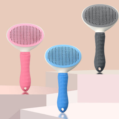 Automatic Pet Hair Removal Brush, Stainless Steel Dog Hair Comb, Cat Grooming Supplies