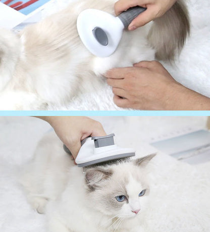 Automatic Pet Hair Removal Brush, Stainless Steel Dog Hair Comb, Cat Grooming Supplies