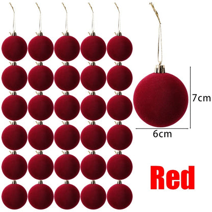 White Red Velvet Christmas Balls Ornaments Tree Hanging Pendants