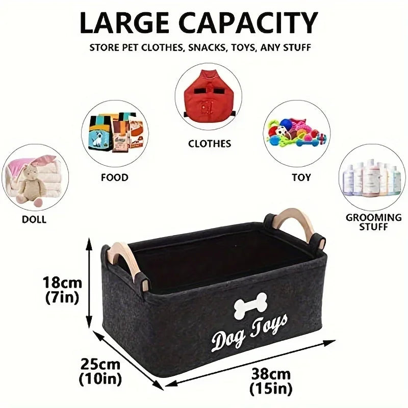 Felt pet toy box, storage basket box, dog toy box for organising pets