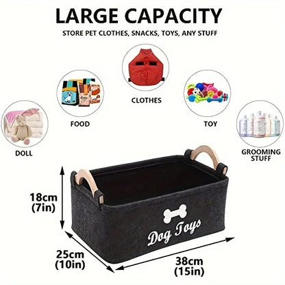 Felt pet toy box, storage basket box, dog toy box for organising pets