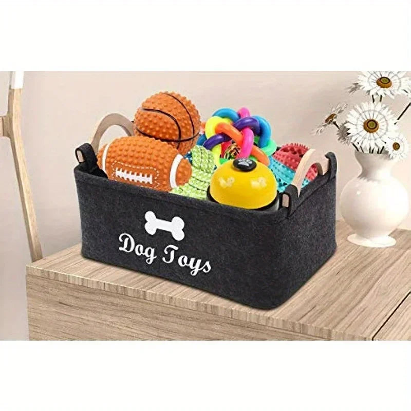 Felt pet toy box, storage basket box, dog toy box for organising pets