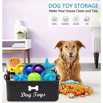 Felt pet toy box, storage basket box, dog toy box for organising pets