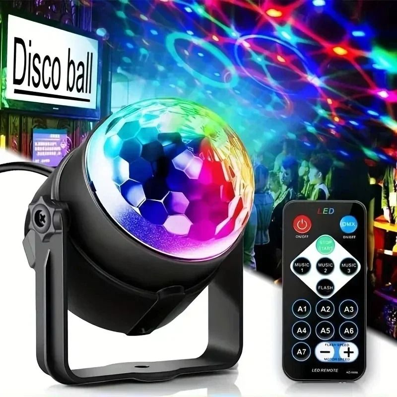 LED Stage Disco Light Rotating RGB Party Lamp with Sound Activation