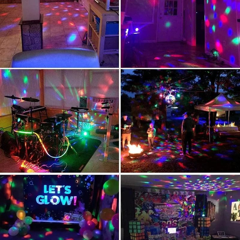 LED Stage Disco Light Rotating RGB Party Lamp with Sound Activation