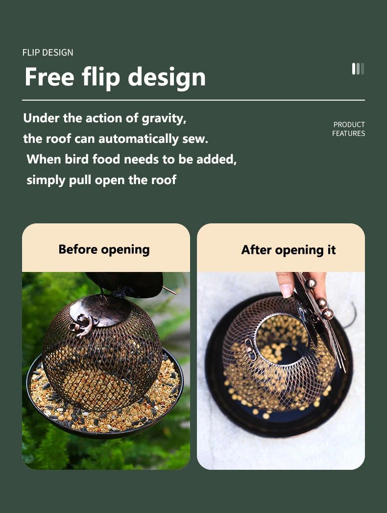 Large-Capacity Metal Bird Feeder – Squirrel-Proof Outdoor Hanging Feeder