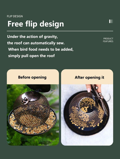 Large-Capacity Metal Bird Feeder – Squirrel-Proof Outdoor Hanging Feeder