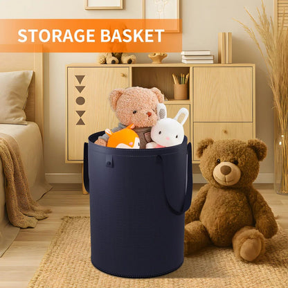 Foldable PP Woven Storage Bucket with Lid – Toy & Laundry Organizer Basket