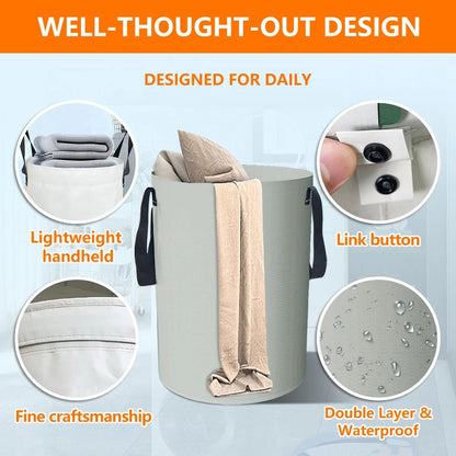 Foldable PP Woven Storage Bucket with Lid – Toy & Laundry Organizer Basket