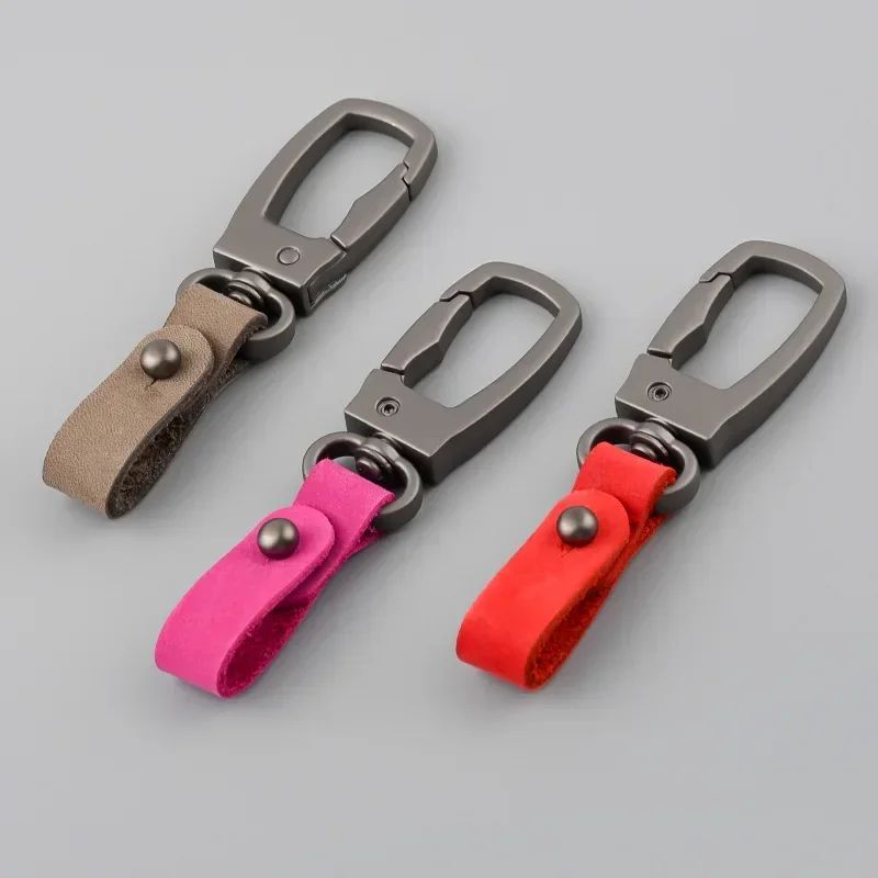 Matte Leather & Metal Keychain – Minimalist Anti-Detachable Key Ring for Men & Women
