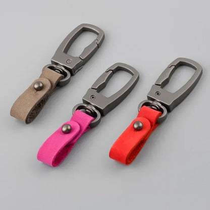 Matte Leather & Metal Keychain – Minimalist Anti-Detachable Key Ring for Men & Women