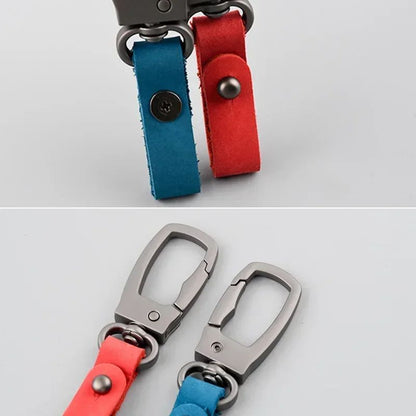 Matte Leather & Metal Keychain – Minimalist Anti-Detachable Key Ring for Men & Women