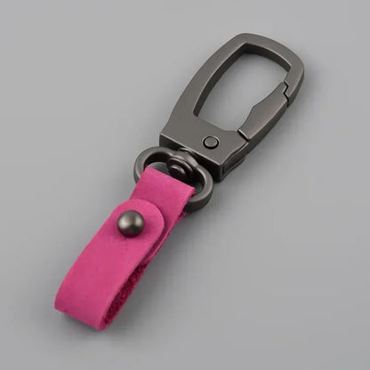Matte Leather & Metal Keychain – Minimalist Anti-Detachable Key Ring for Men & Women