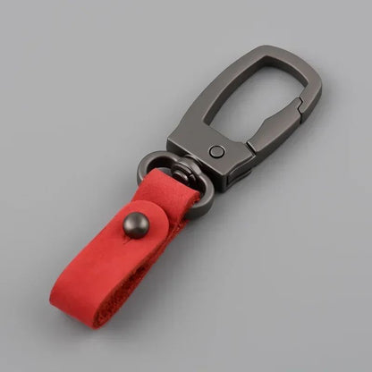 Matte Leather & Metal Keychain – Minimalist Anti-Detachable Key Ring for Men & Women