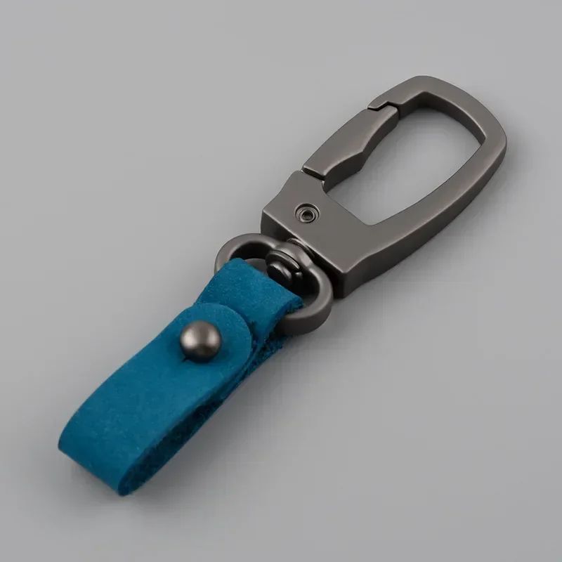 Matte Leather & Metal Keychain – Minimalist Anti-Detachable Key Ring for Men & Women