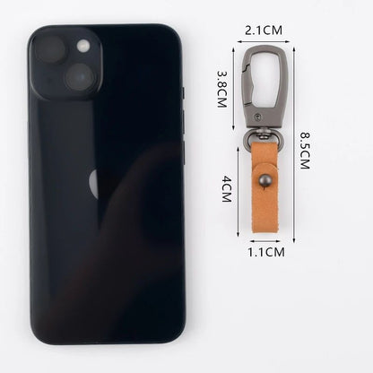 Matte Leather & Metal Keychain – Minimalist Anti-Detachable Key Ring for Men & Women