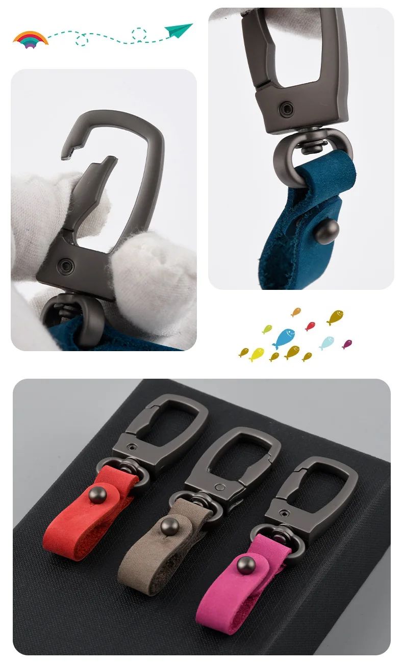 Matte Leather & Metal Keychain – Minimalist Anti-Detachable Key Ring for Men & Women
