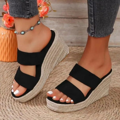 Women Peep High Wedges Heel Slippers Platform Sandals Female Summer Slippers