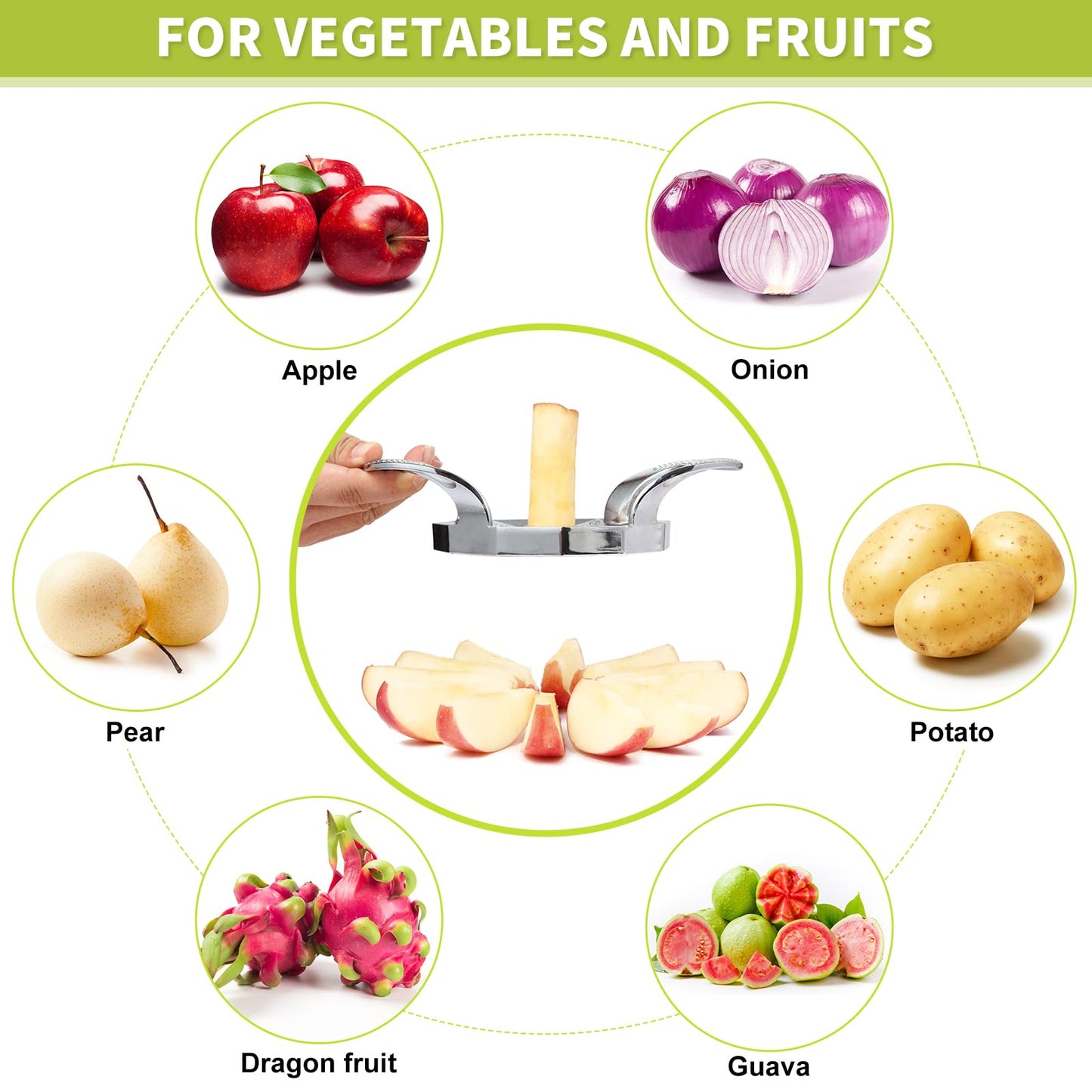 Stainless Steel Blades Apple Slicer, Ultra Sharp Fruit Cutter Tools, Kitchen Accessories, Easy Corer and Slicer