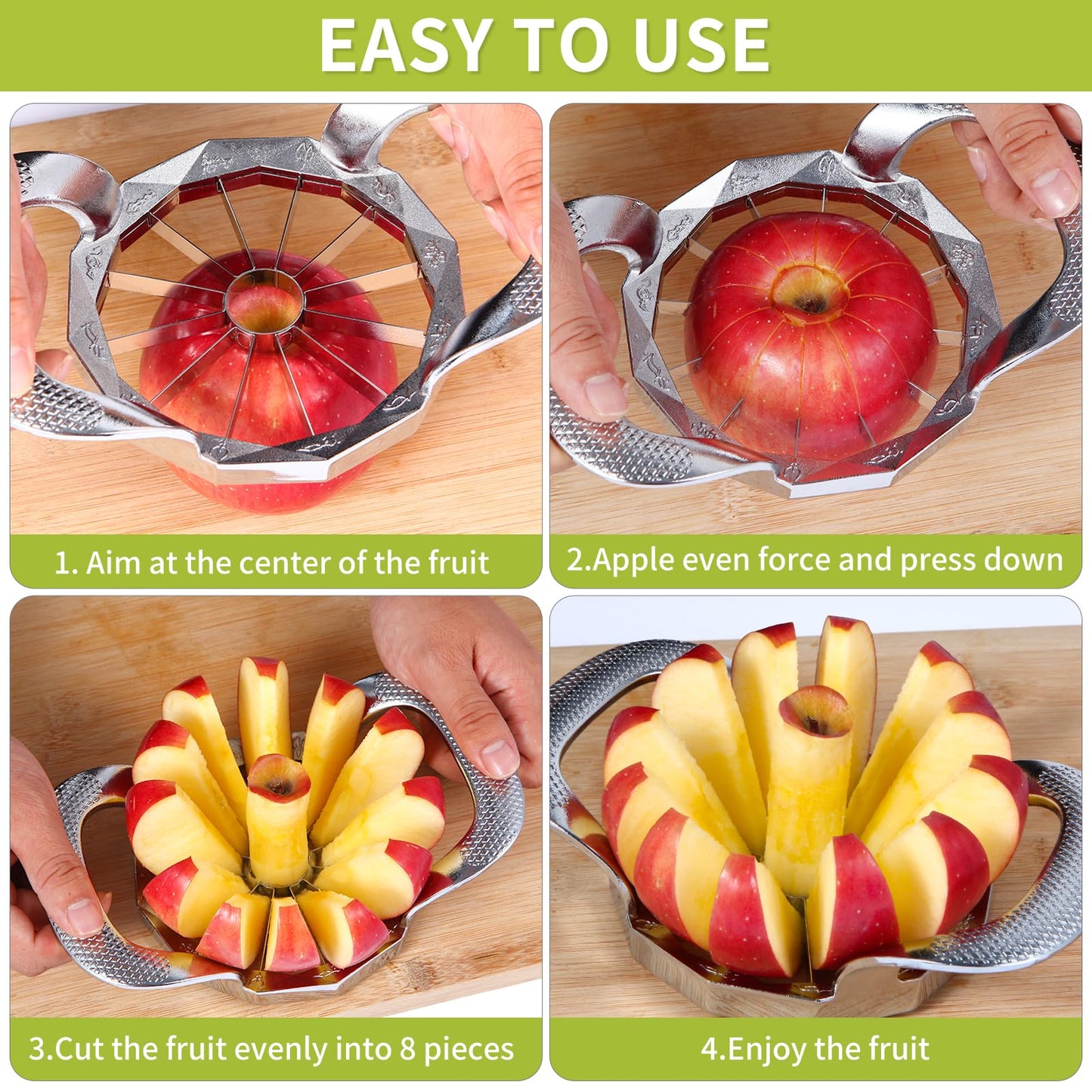 Stainless Steel Blades Apple Slicer, Ultra Sharp Fruit Cutter Tools, Kitchen Accessories, Easy Corer and Slicer