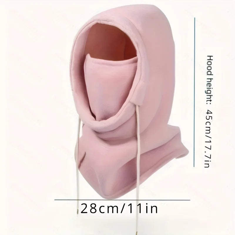 Winter Balaclava Hooded Scarf - Warm Neck Gaiter for Skiing, Cycling, Outdoor Activities - Black, Pink, Khaki
