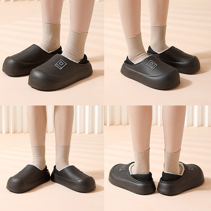 Waterproof Cotton Slippers Winter Non Slip Indoor Outdoor Plush Shoes for Women Men Thick Bottom Cute Bear Couple Home