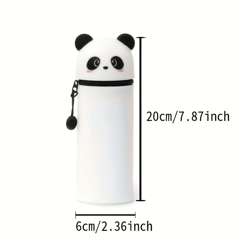 Cute Panda Silicone Pencil Case – 2-in-1 Soft Pen Holder & Zippered Pencil Pouch
