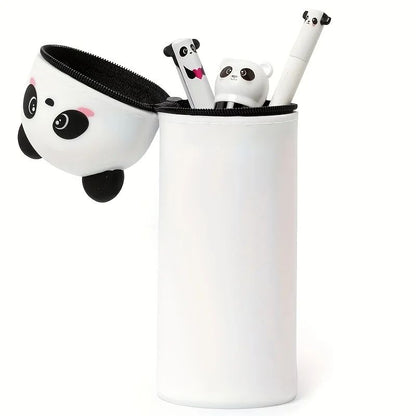 Cute Panda Silicone Pencil Case – 2-in-1 Soft Pen Holder & Zippered Pencil Pouch