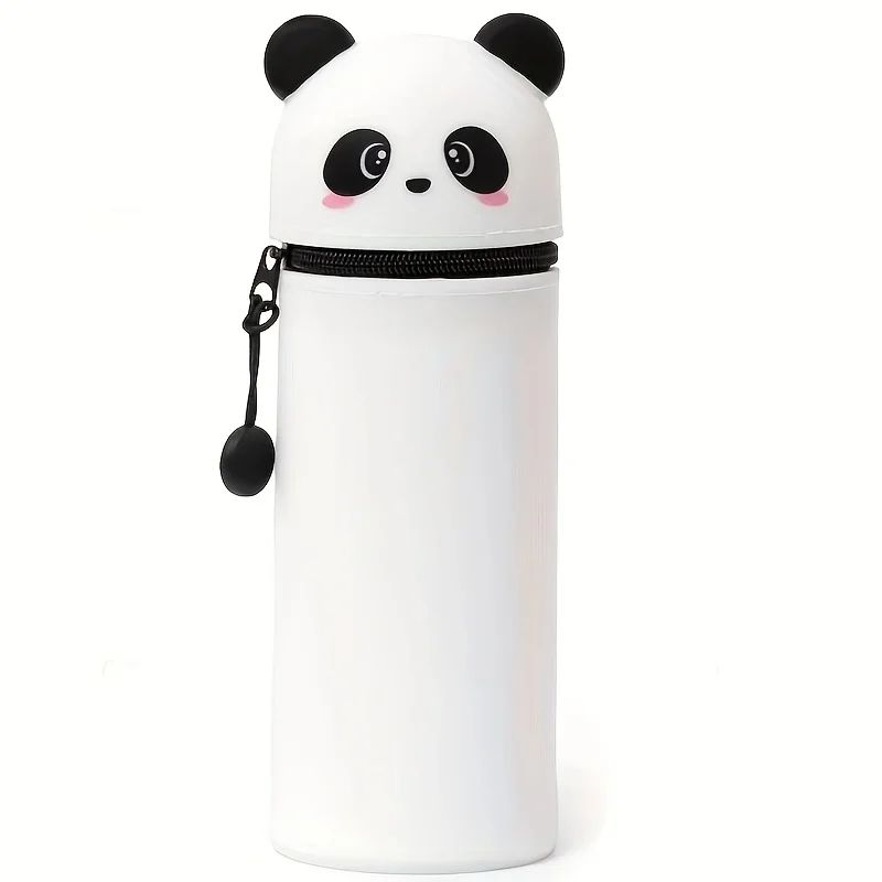 Cute Panda Silicone Pencil Case – 2-in-1 Soft Pen Holder & Zippered Pencil Pouch