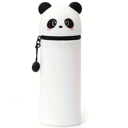 Cute Panda Silicone Pencil Case – 2-in-1 Soft Pen Holder & Zippered Pencil Pouch