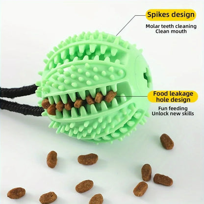 Durable Rubber Training Ball for Dogs, Interactive Suction Cup Toy, with Sound and Food Leakage