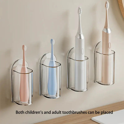 Non Perforated Wall Mounted Toothbrush Holder, Electric Toothbrush Base, Space Saving Bathroom Accessory