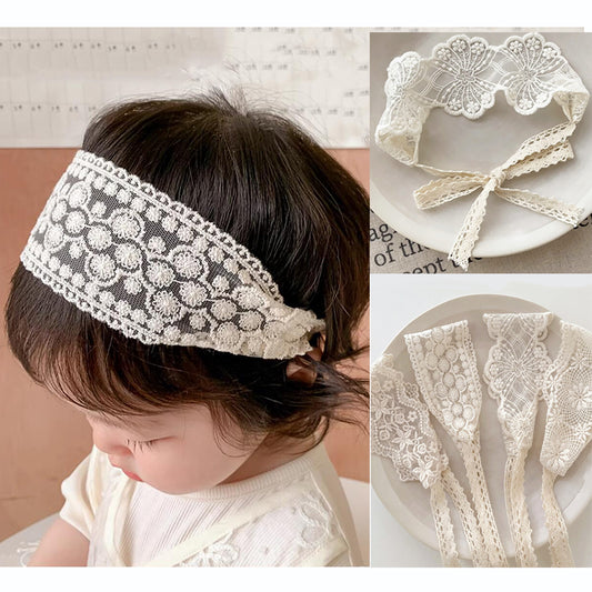 Baby Hair Accessories Hollow Headbands for Girls Elastic Lace White Floral Sweet Princess Hairband for Newborn