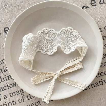 Baby Hair Accessories Hollow Headbands for Girls Elastic Lace White Floral Sweet Princess Hairband for Newborn