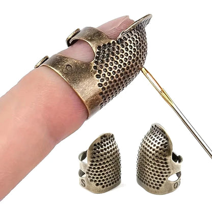 Vintage Adjustable Thimble , Non-Slip Needle Ring, Finger Sleeve for Hand Sewing