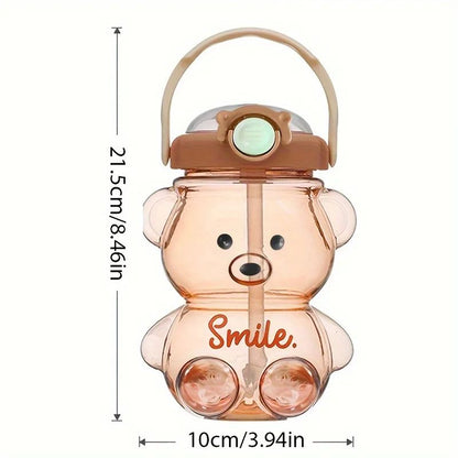 Cute Bear Large-Capacity Water Bottle – 1000 ml / 1400 ml Kids & Outdoor Tumbler with Straw