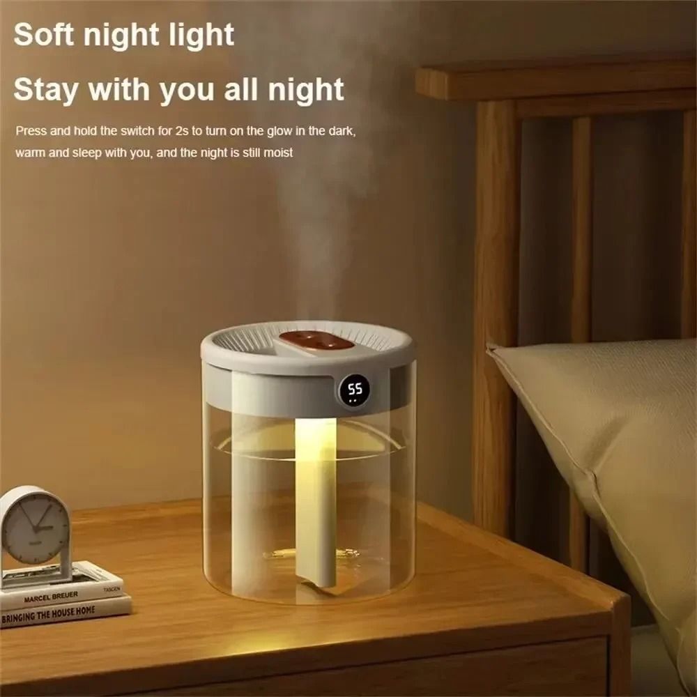 Dual Spray USB Humidifier 2L Large Capacity Quiet Bedroom LED Display Diffuser