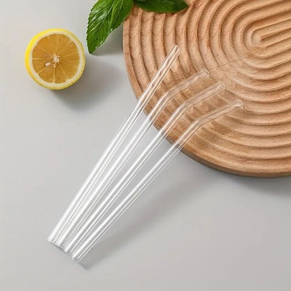 Heat-Resistant Glass Straw Set, 5-Piece Reusable Drinking Straws with Cleaning Brush