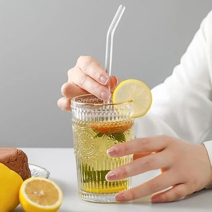 Heat-Resistant Glass Straw Set, 5-Piece Reusable Drinking Straws with Cleaning Brush