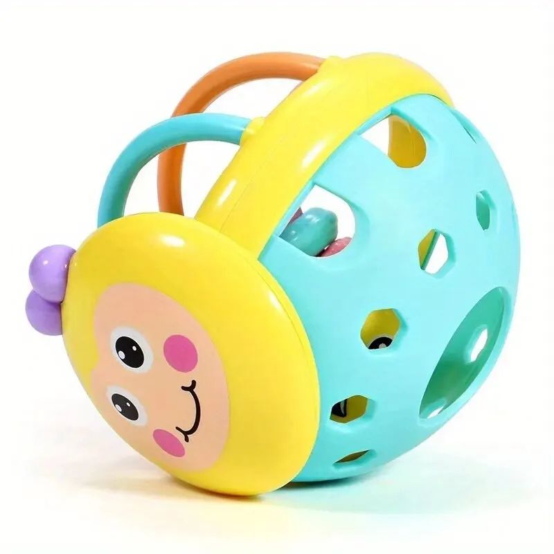 BabyFirst 3.9-Inch Sensory Rattle Ball – Safe Bendy Walker Rattle for Newborns