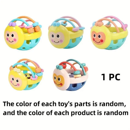 BabyFirst 3.9-Inch Sensory Rattle Ball – Safe Bendy Walker Rattle for Newborns