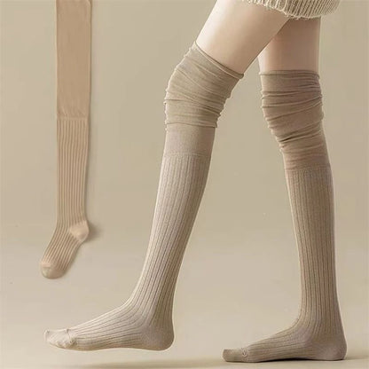 Knee High Socks Thin Long Stacked Socks Womens High Elastic Stockings