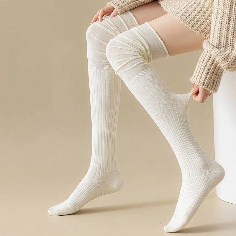 Knee High Socks Thin Long Stacked Socks Womens High Elastic Stockings